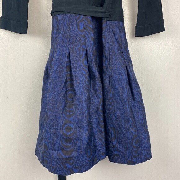 DVF Diane von Furstenberg JEWEL Shadow Blue Black Silk Combo Wrap Dress Size 0 - Picture 8 of 13
